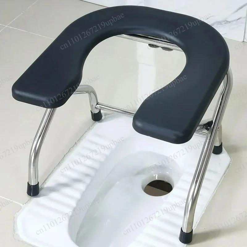 Folding Stainless Steel Toilet Stool U Design Anti-Slip Bathroom Chair for Pregnant Women Elderly image 4