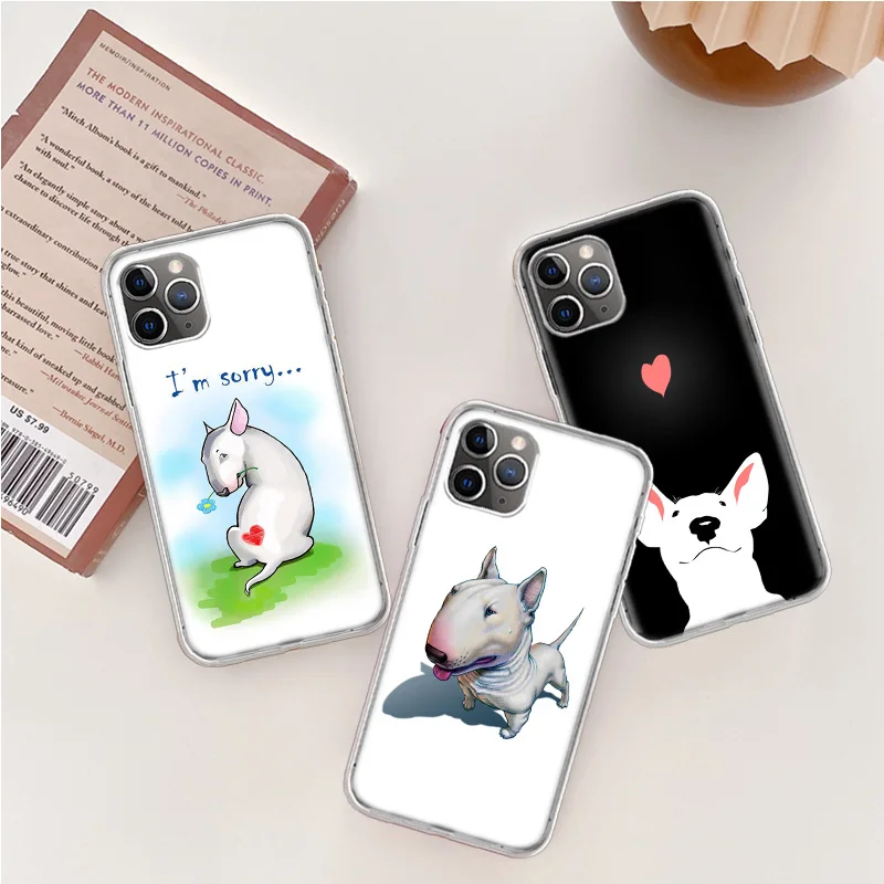 Bull Terrier Dog Puppies Phone Case For Iphone 14 13 15 Pro Max Apple 11 12 Mini X XS XR 16 Plus 6 6S 5 5S Clear Cover