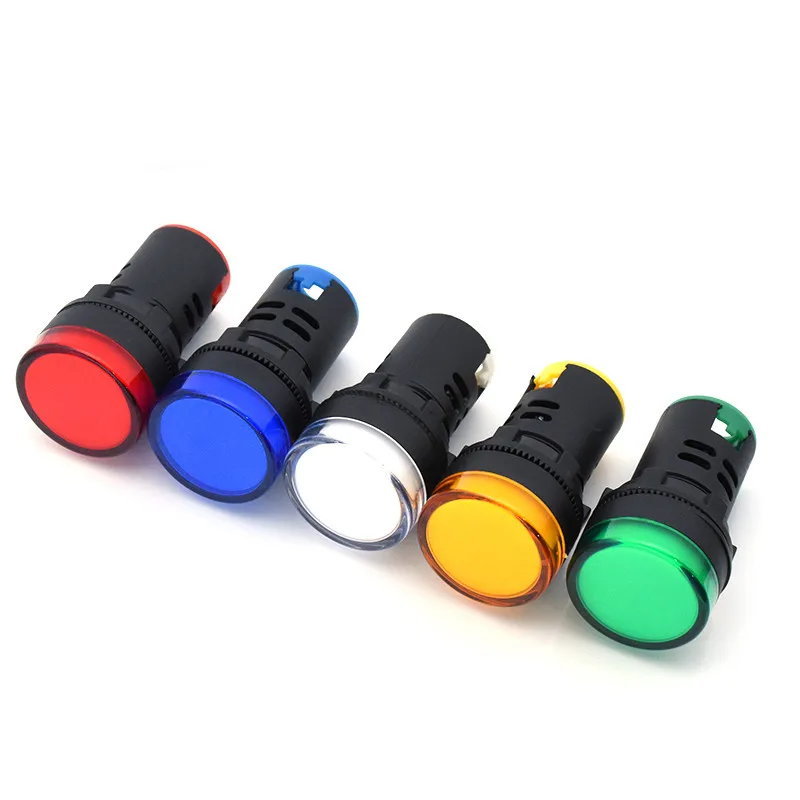 1pc Plastic Power Signal Lamp AD16-16C AD16-22DS Small LED Indicator Light Beads 12V 24V 220V Red White Green Blue And Yellow