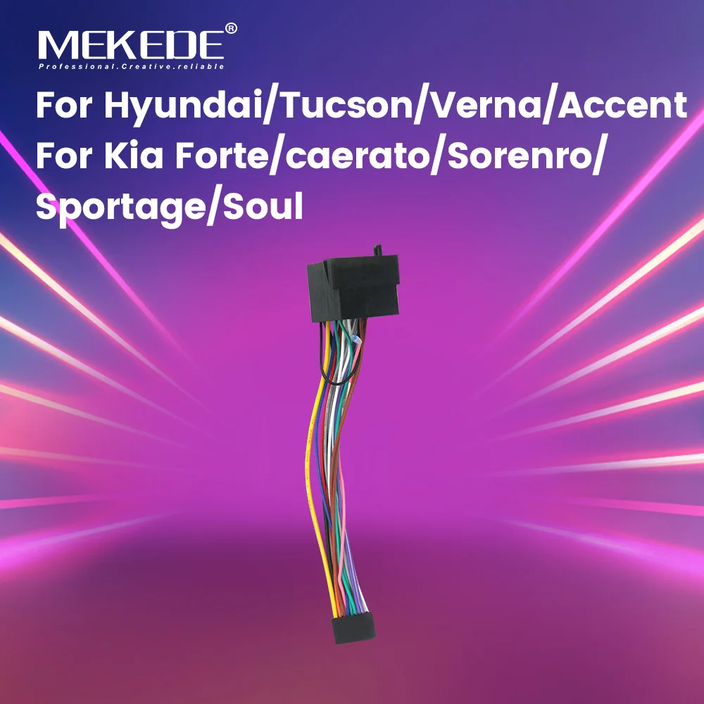MEKEDE Autoradio-Kabel 16-poliger Stromkabelbaum für Hyundai Elantra Accent Azera I10 I20 I30 IX55 Tucson KIA Carens Picanto
