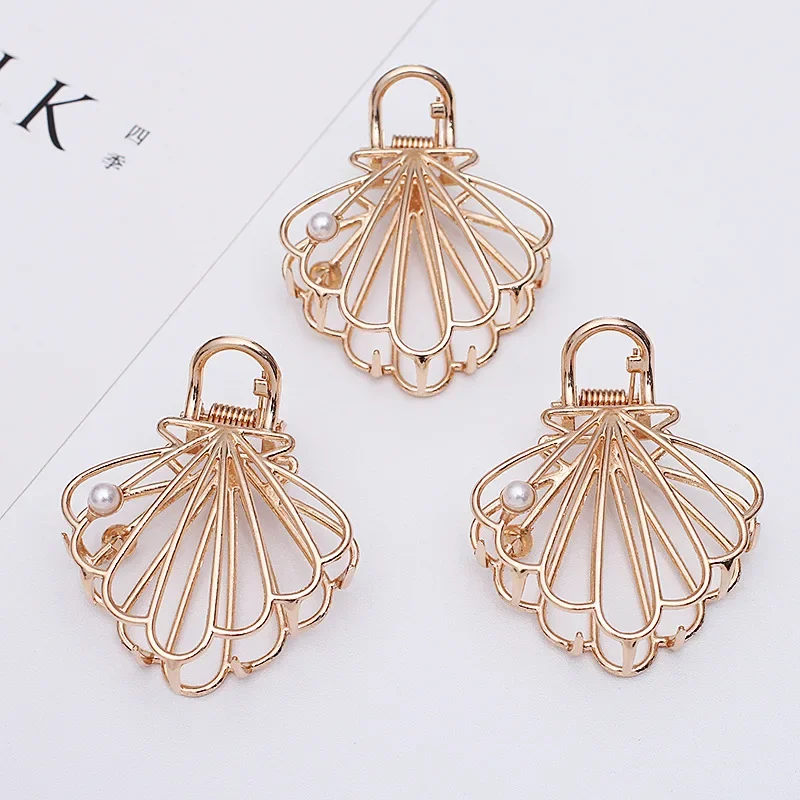 BoYuTe (5 Pieces/Lot) 5.8CM Hollow Shell Shaped Hair Claw Alloy Shark Clip Metal Hair Jewelry Accessories for Women