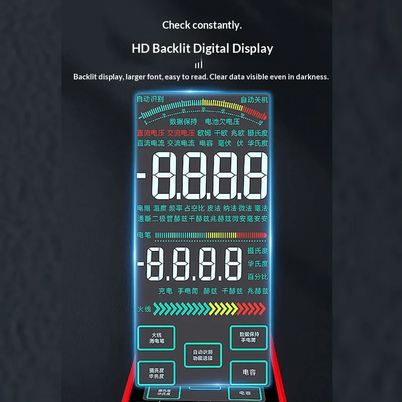 Rechargeable Full Touch Screen Multimeter High Precision Anti-Burn Auto-Ranging Smart Tester for Electrical Repair