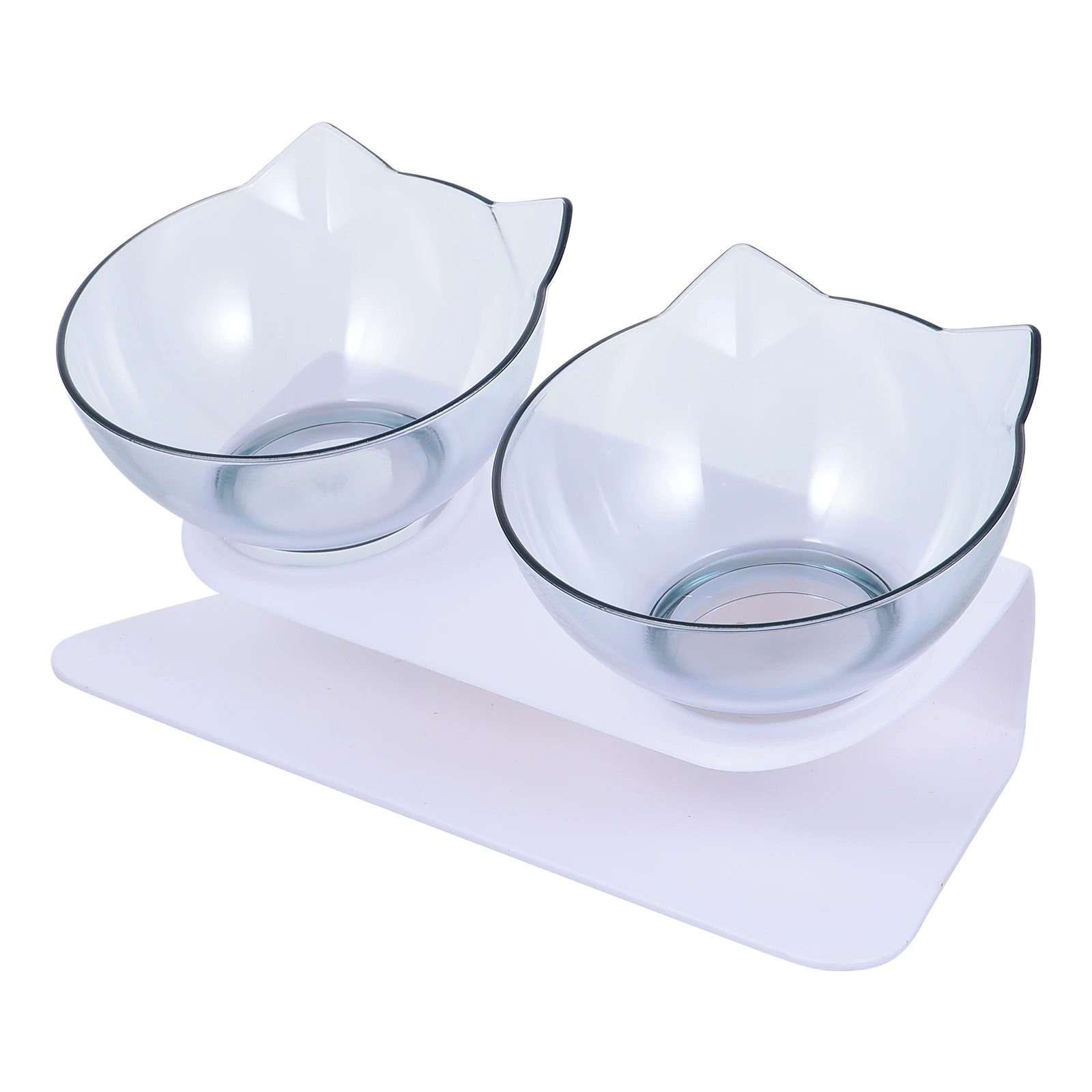 

Anti-Spill Raised Plastic Cat For Small Pets Tilted Design Feeding Water With Stand Transparent Dog Kitten Feeder Pet