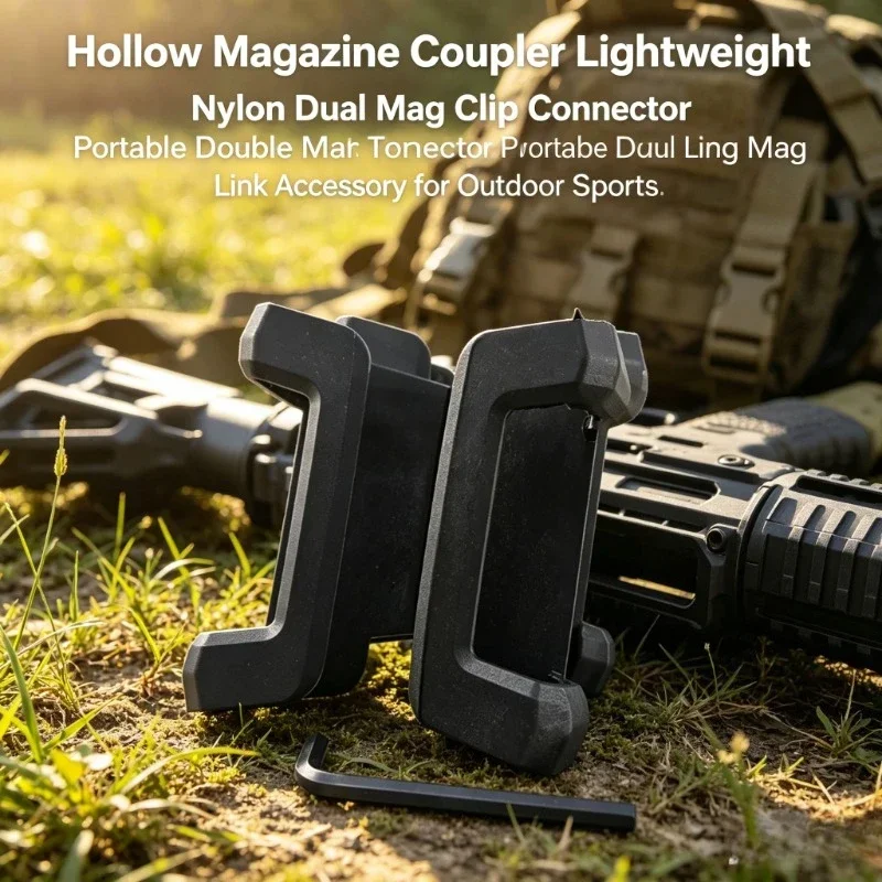 Lightweight Hollow Dual Mag Clip Connector Magazine Coupler Nylon Double Mag Link for Outdoor Sports Training