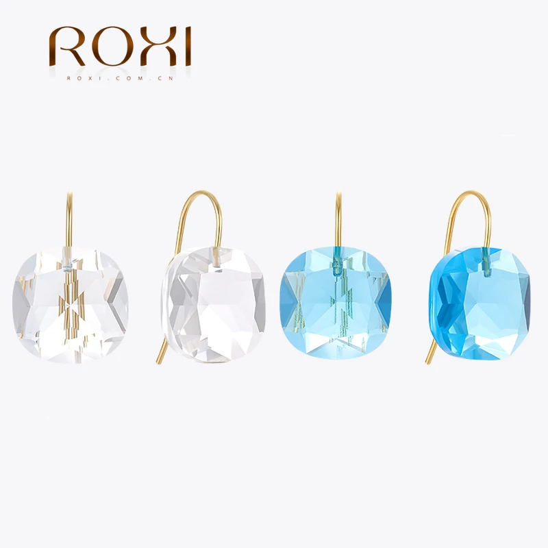 ROXI Exquisite Colorful Zircon Hook Stud Earrings For Women 925 Sterling Silver Piercing Earring Street Party Jewelry Gifts