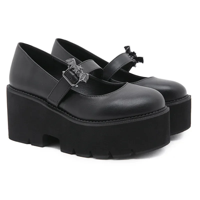 Spring Autumn Chunky Heel Vintage Lolita Shoes Women Platform Shoes Mary Jane Buckle Strap School Shoes For Girls Blackty7 image 5