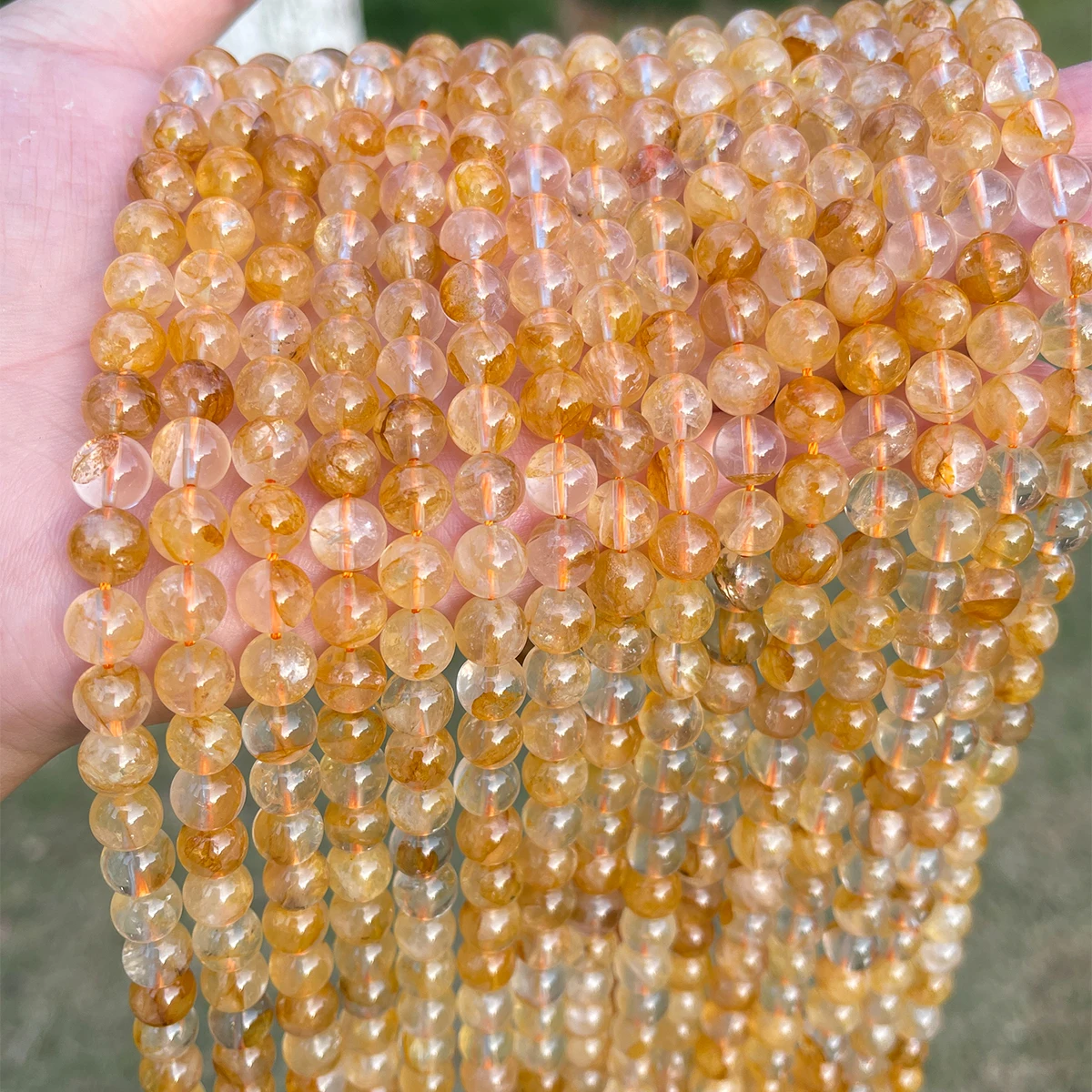 

6 8 10 12mm Natural Stone Yellow Flower Quartz Beads Round Loose Spacer Beads for Jewelry Making DIY Bracelet Necklace Accessory
