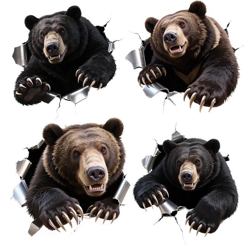 Three Ratels CAB60 Roaring Bear Hole Stickers for Home Decoration Wall Stickers Personalized car decals