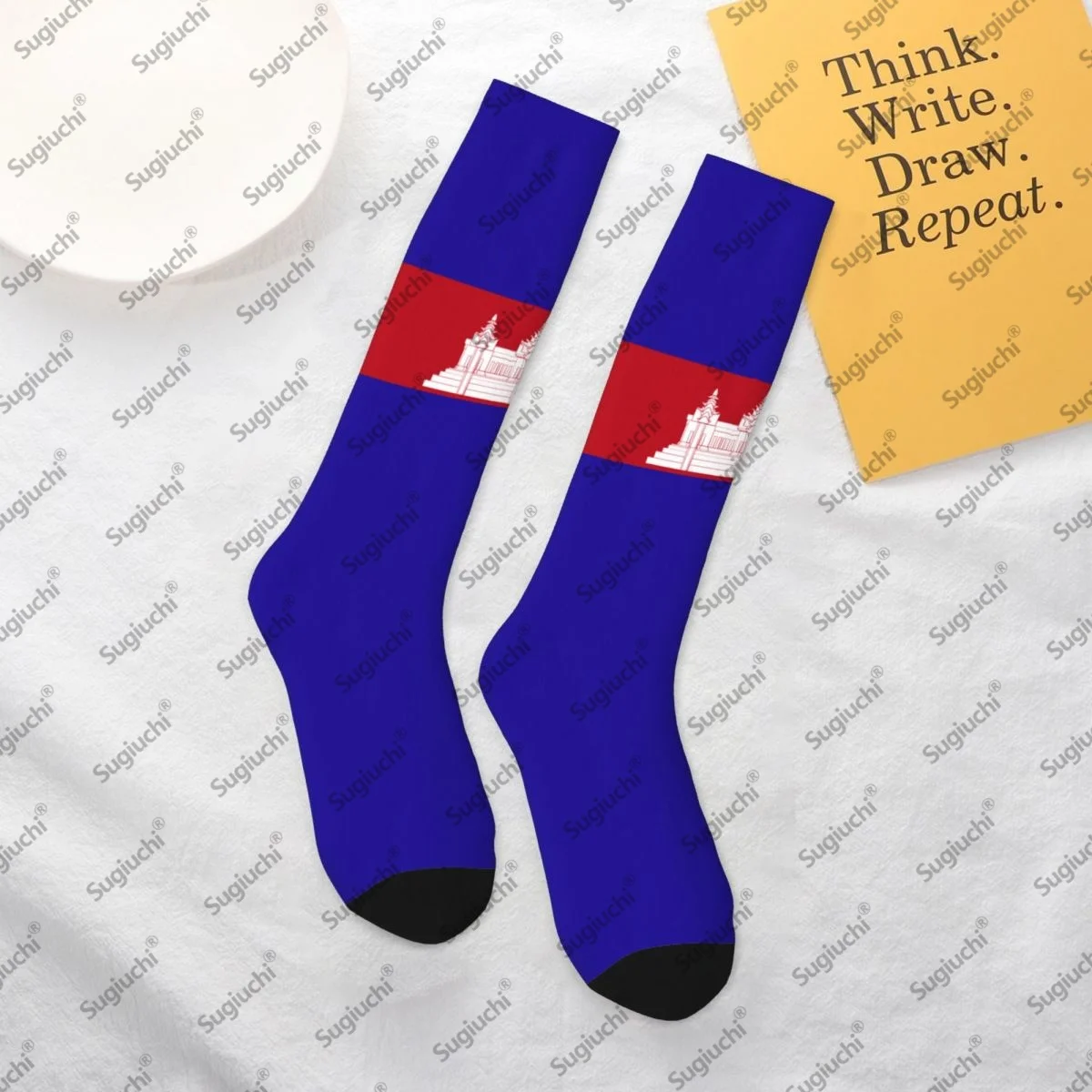 

2025 камбоджа, флаг, полиэстер, носки с 3D принтом, мужские и женские повседневные носки высокого качества унисекс, кавайные носки, уличные носки для скейтборда
