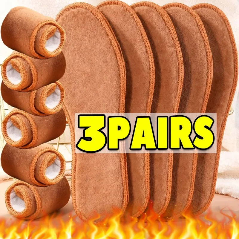 

3 пары зимних теплых утолщенных мягких дышащих стельок с защитой от запаха, самонагревающиеся термостельки для обуви, шерстяные подушечки для ухода за ногами из альпаки