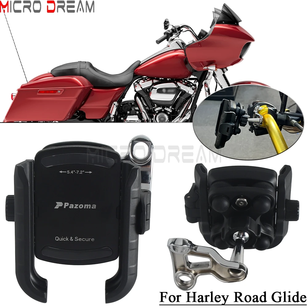 For Harley Road Glide FLTRX Limited FLTRK Special FLTRXS Ultra FLTRU Motorcycle Phone Holder Bracket Shock Absorpt Phone Stand
