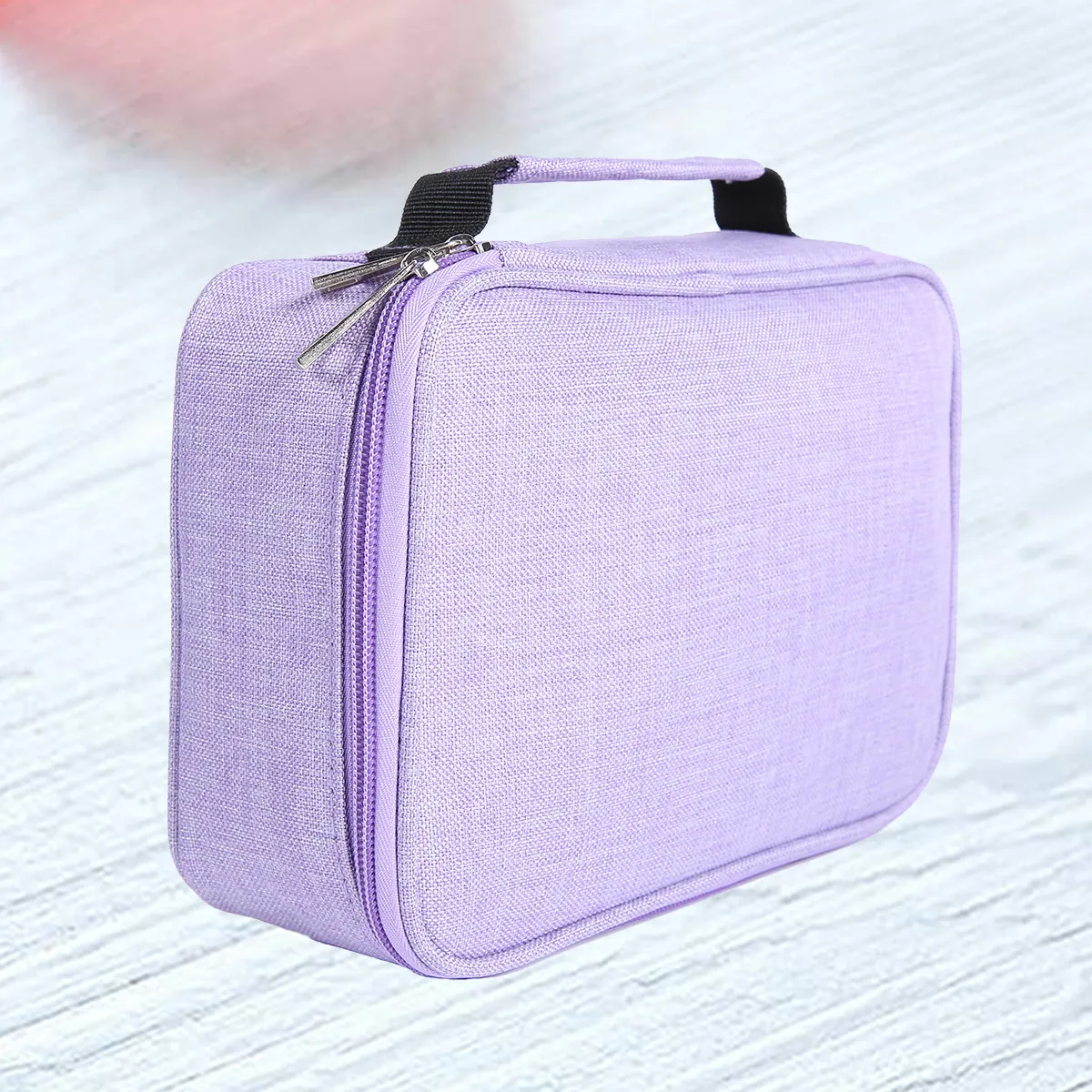 

Портативный холщовый пенал-косметичка на 72 карандаша, фиолетовый, большой емкости, многофункциональный, для рисования, офиса и макияжа