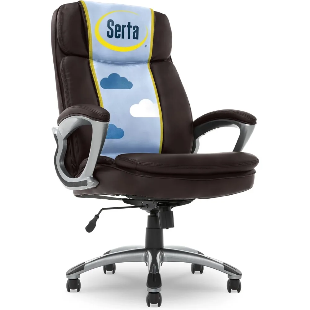 Silla de oficina ejecutiva grande y alta con respaldo alto, silla ergonómica para computadora para juegos con almohadas corporales en capas, zona lumbar contorneada