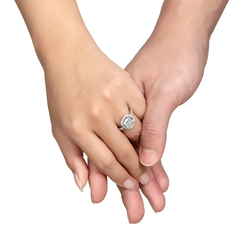 2025 AINUOSHI 3.0ct هالة/خواتم سوليتير وسادة مكونة من الياقوت الأبيض خاتم الخطوبة للنساء رقصات الحفلات مجوهرات الزفاف #2