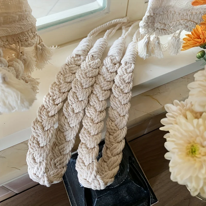 2PCS A Pair of Beige Japanese-Style Twisted Rope Curtain Ties in Light Luxury Design for Living Room
