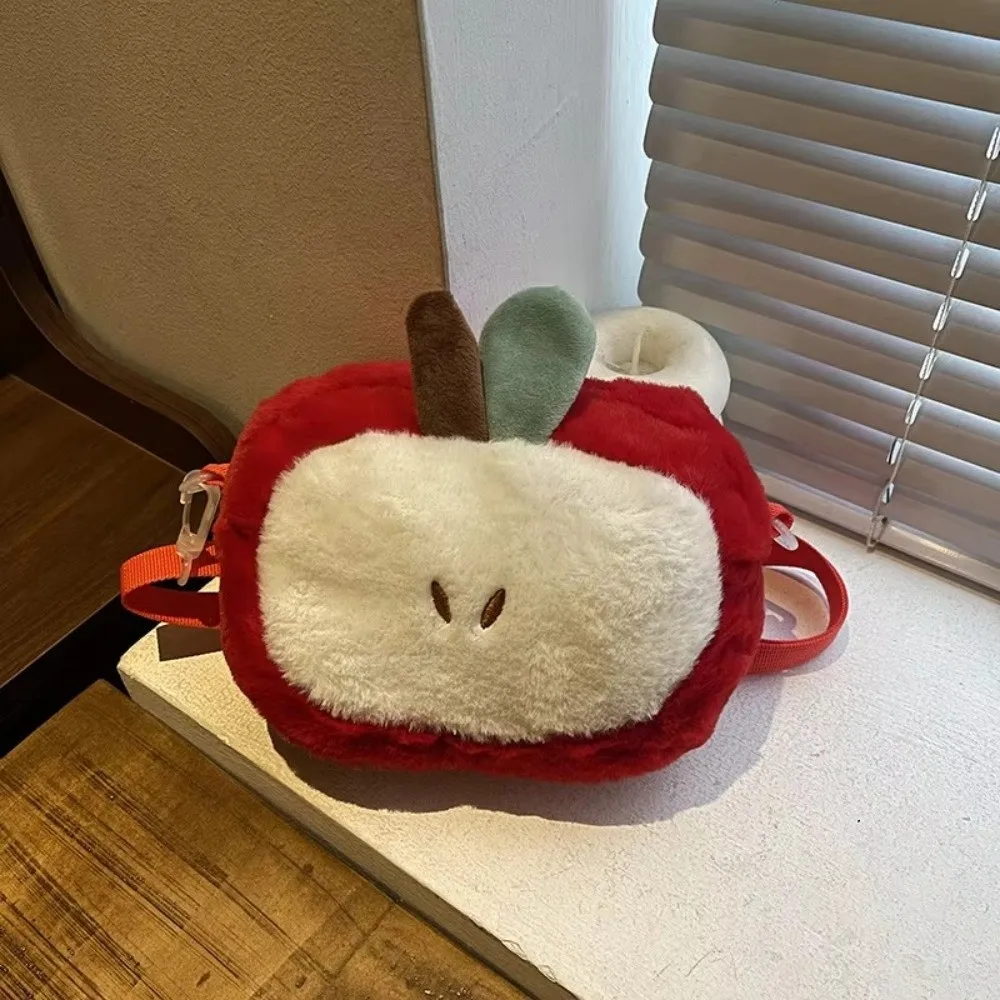 

Cute Fruit Fruit Shoulder Bag Soft Large Capacity Crossbody Bag Fluffy Stuffed Small Mobile Phone Bag Girls