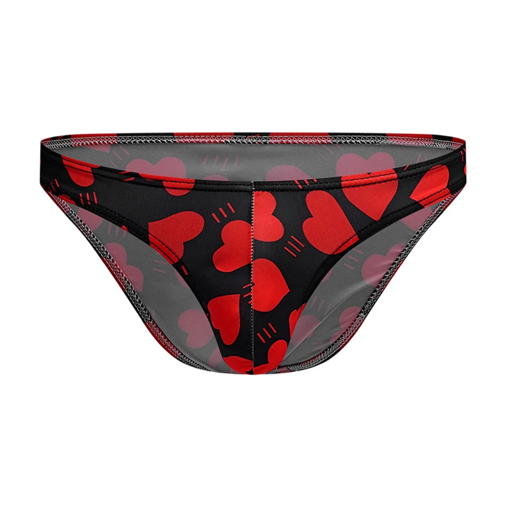 

1pc Men Love Heart Printed Mid Rise Underwear Sexy Thin Briefs Breathable Comfortable Panties Bulge Pouch Underpants