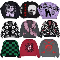 Y2K Harajuku sweaters anime Embroidery pattern high quality knitwear vintage Hip Hop streetwear Men women Fashion gothic sweater