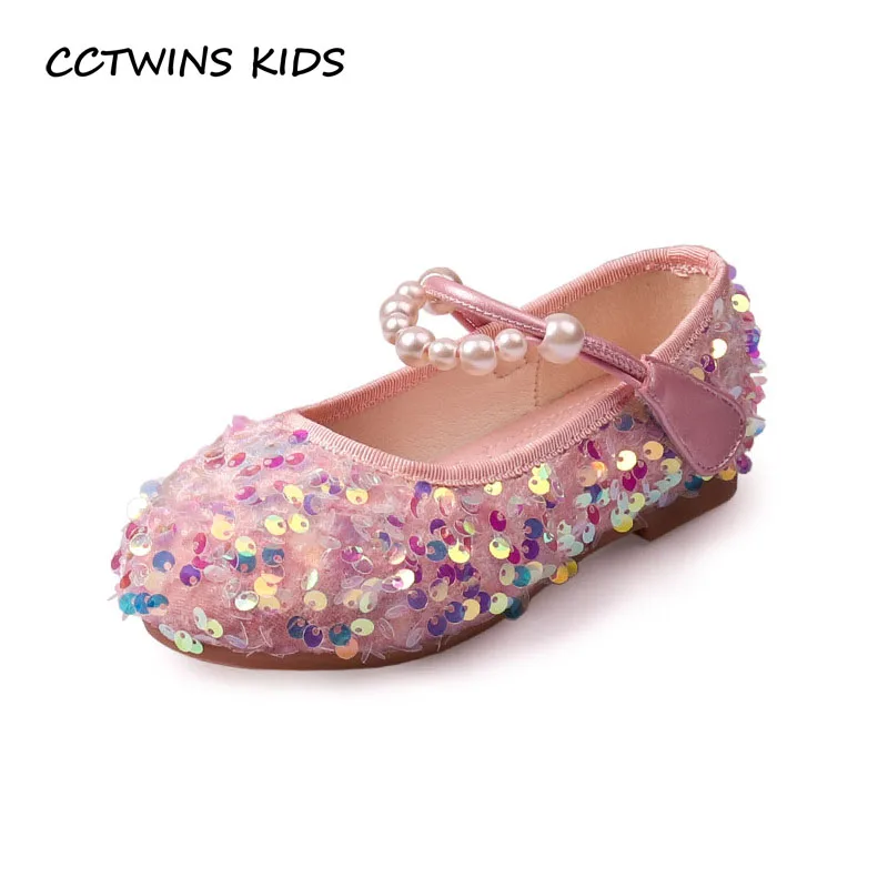 Girls Shoes Autumn Toddler Kids Fashion Princess Mary Jane Dress Party Low Heel Flats Children Brand Glitter Pearls Soft Sole