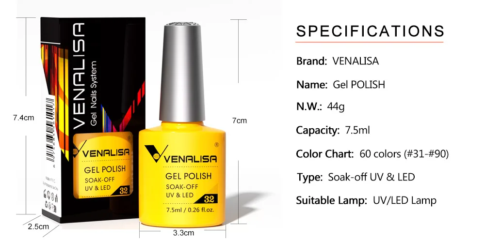 7,5 ml TPO FREE HEMA FREE VENALISA Nagelgelpoliermittel mit vollständiger Abdeckung, Nagellack, Maniküre-Lackpolitur, Soak Off UV-LED-Lack – Detail 4