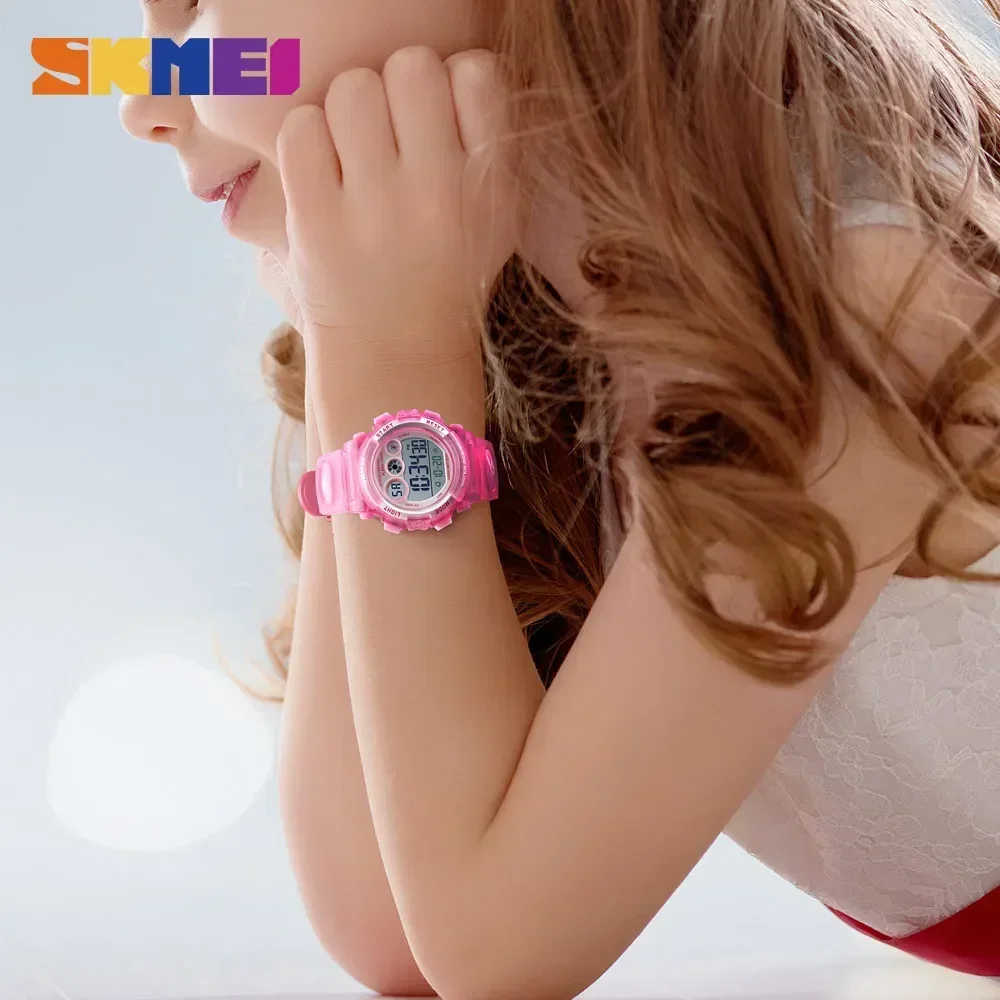 Relojes digitales Skmei LED con alarma y fecha, reloj Digital electrónico deportivo, reloj resistente al agua a la moda para niños y niñas 1451