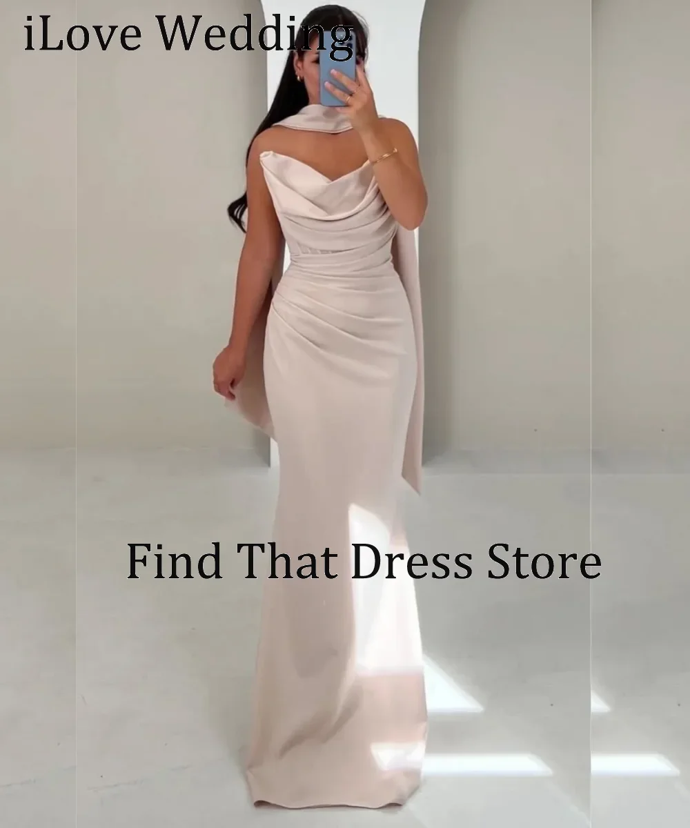

Custom Made Simple Off Shoulder Pleated Fomral Evening Dress Backless Floor Length Bridal Prom Dress for Wedding
