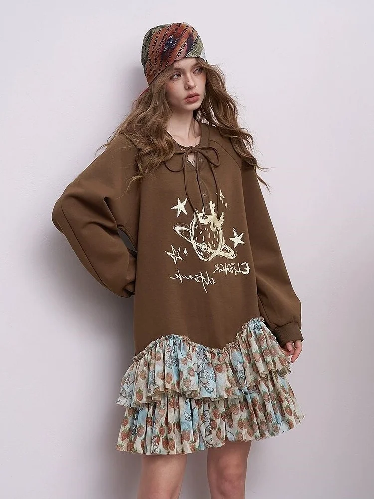 Primavera Autunno 2025 Fata Lunga Sve Stberry Lamina d'oro Net Dr Abbigliamento donna Nuovo design a mosaico Riduzione dell'età Top Trendy