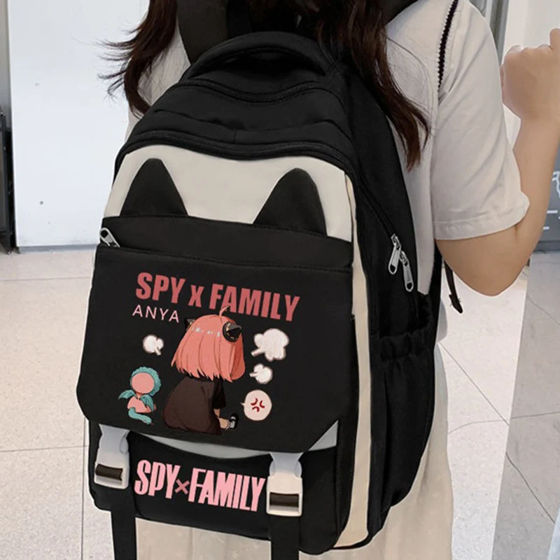 Breathable mesh, 30×44×13cm Black Brown, Spy x Family, Student Kids Teens School Bags, Large Capacity Anime Backpacks Girls Boys