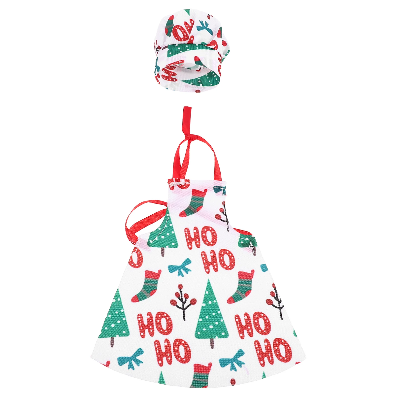 1 conjunto 1 conjunto de chapéu de chef de natal avental bjd vestir-se cozinha traje para crianças fingir jogar padrão de árvore de férias