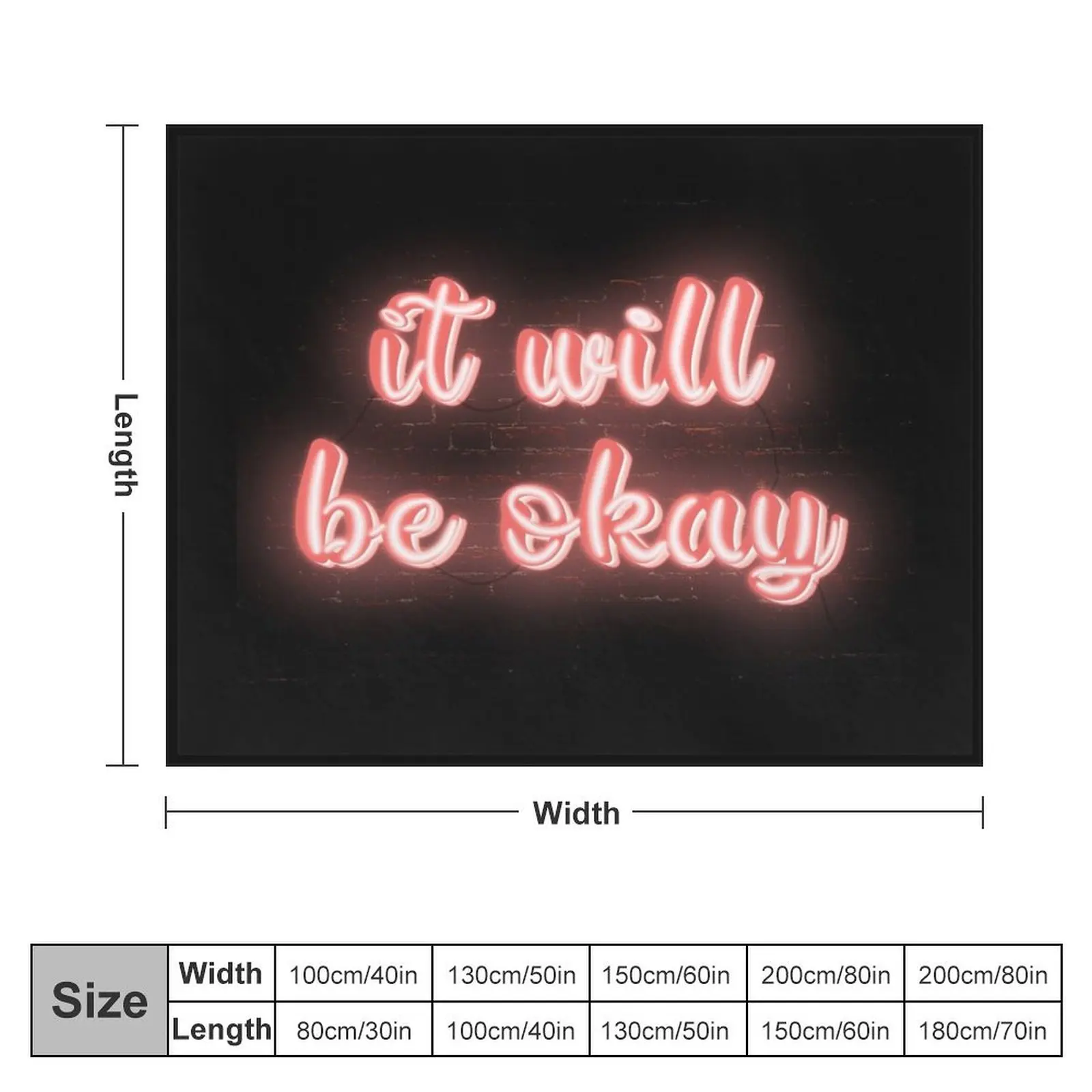 It will be okay neon light up sign Throw Blanket Stuffeds Sleeping Bag Cute Plaid Blankets