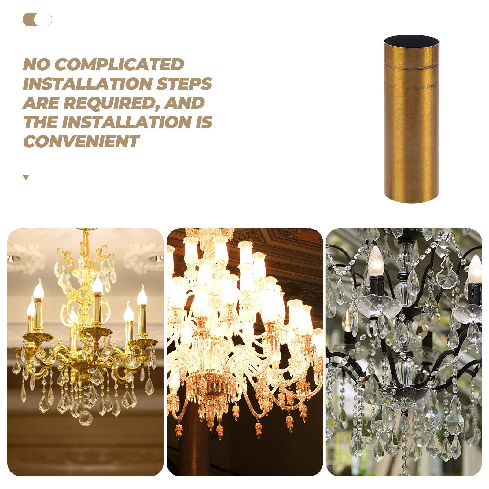 6pcs Lamp Head Wire Cutting Double Line Water Pipe Tube Lighting Parts Accessories 25x80 Gold Copper Sleeves Candelabra