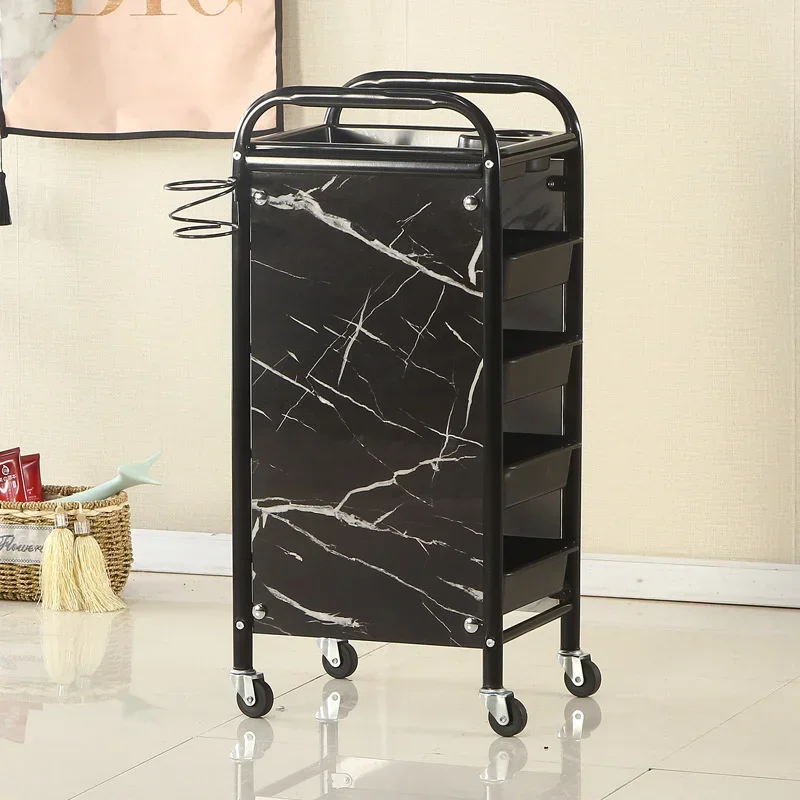 Salon Essential Metal Cosmetologist Trolley Mobile Pulley Beauty Salon Cart Barber Trolley with Multilevel Classification