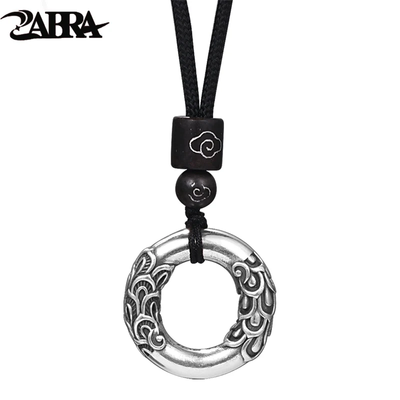 

ZABRA 999 Sterling Silver Peace Buckle Pendant Men's and Women's Tide Style Ancient Law Solid Necklace Pendant Gift