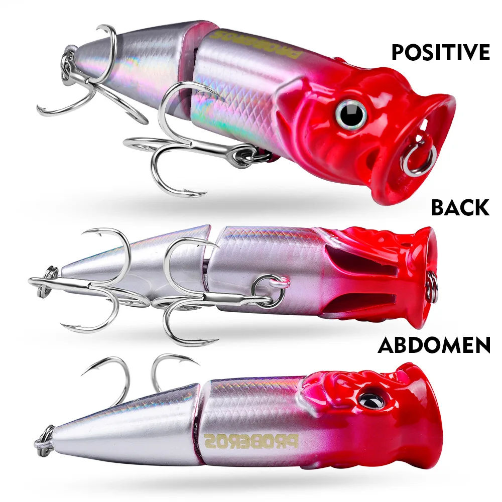 

11.5g 7.3cm Hard Artificial Popper Fishing Lure 5-Color Crankbait Minnow Bait with 6# Treble Hook for Freshwater And Saltwater