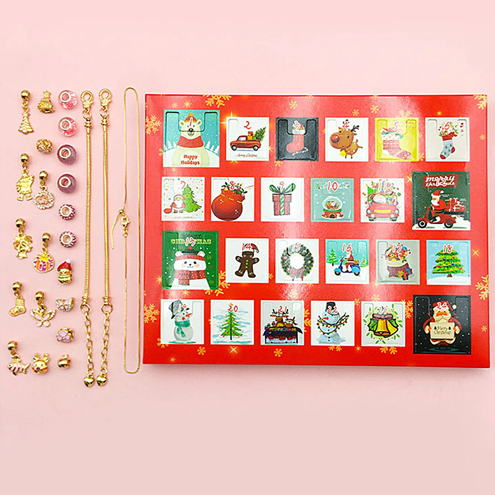 NEW 24 Day Countdown Calendar Advent Surprise Blind Box Set Christmas Bracelet Set DIY Creative Ornaments Christmas girl Gifts