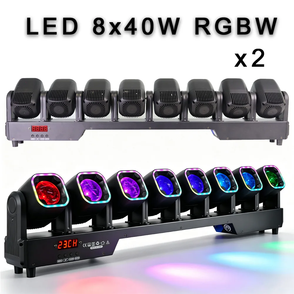 2PCS LED 8x40W Beam RGBW 4in1 With Ring Stage Lighting For Wedding Party Club Dj Concert Disco DMX512 Music Control Lighting