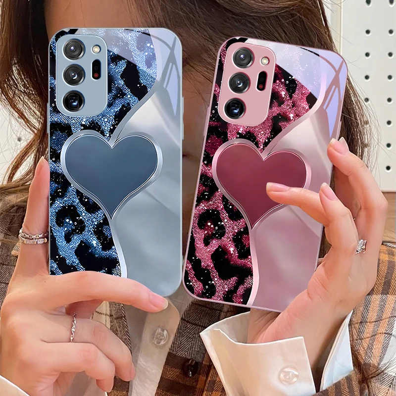 

Blue leopard print heart For Samsung M02 12 Note 8 9 10 20 A 01 A02 A03 Core 04 A05 06 10 12 13 14 15 A16 glass Ultra phone case