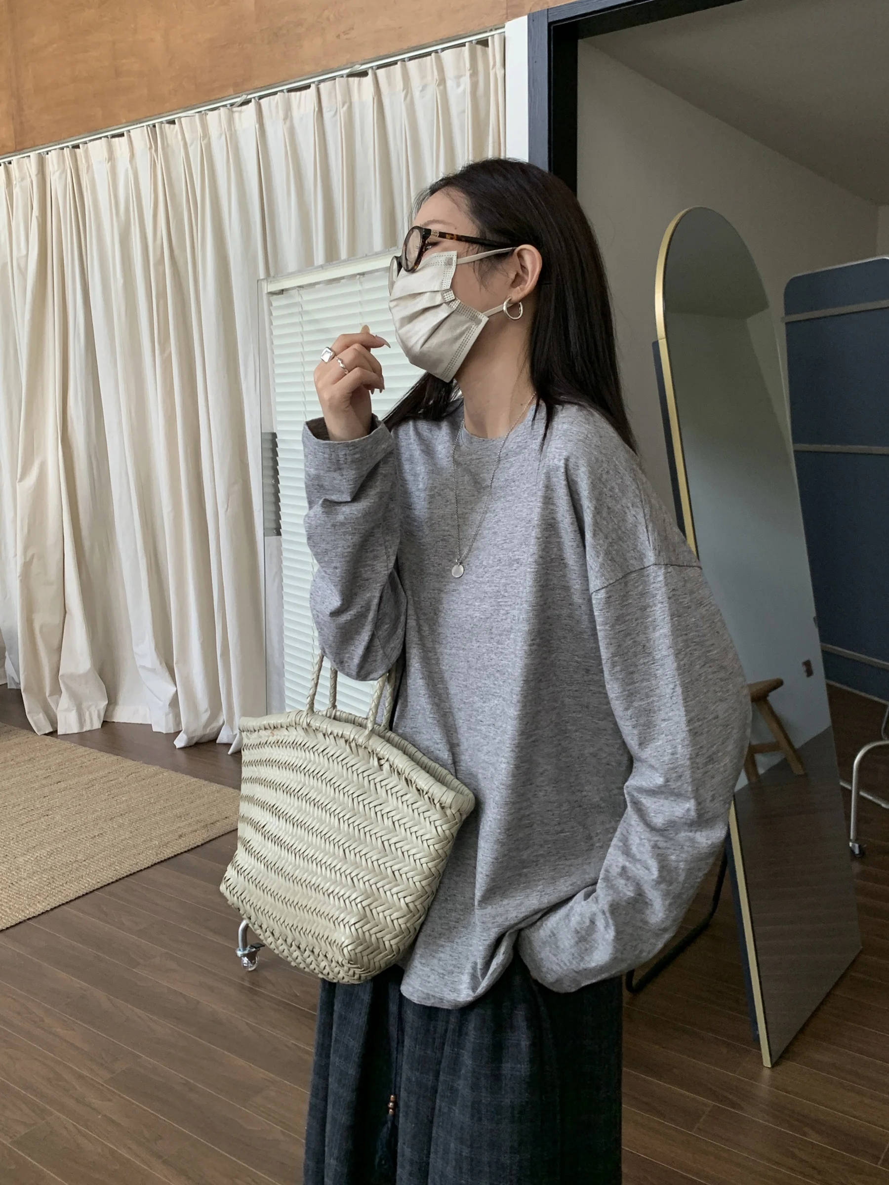 

NIZONDAYS Women's Long Sve T-irt Basic Silk Cotton Ci Walk Commute Casual Versatile round Ne Top Ci Sle