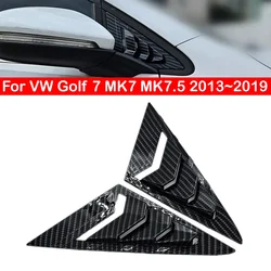 For VW Golf 7 MK7 MK7.5 2013~2019 Car Front Triangle Window Louver Side Shutter Blind Shades Cover Trim Sticker Vent Carbon Auto