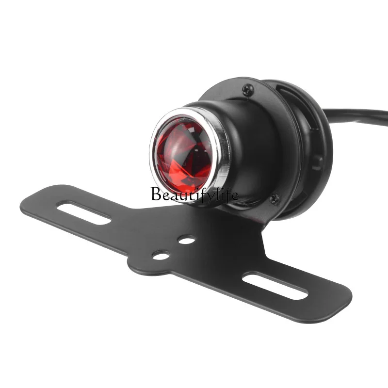 Motorcycle modified retro rear taillights Round brake metal rear fog lights