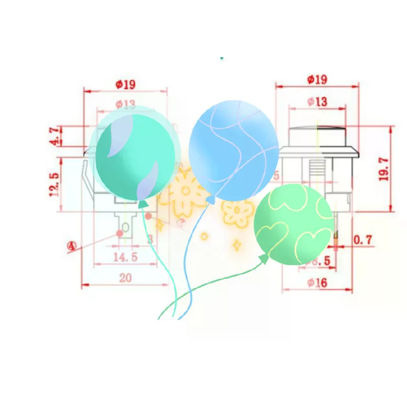 5/10 قطعة لحظة مفتاح بـزر دفع R13-507 16 مللي متر مفتاح دائري 2 دبابيس ON-OFF الذاتي إعادة تعيين لوحة تصاعد #6