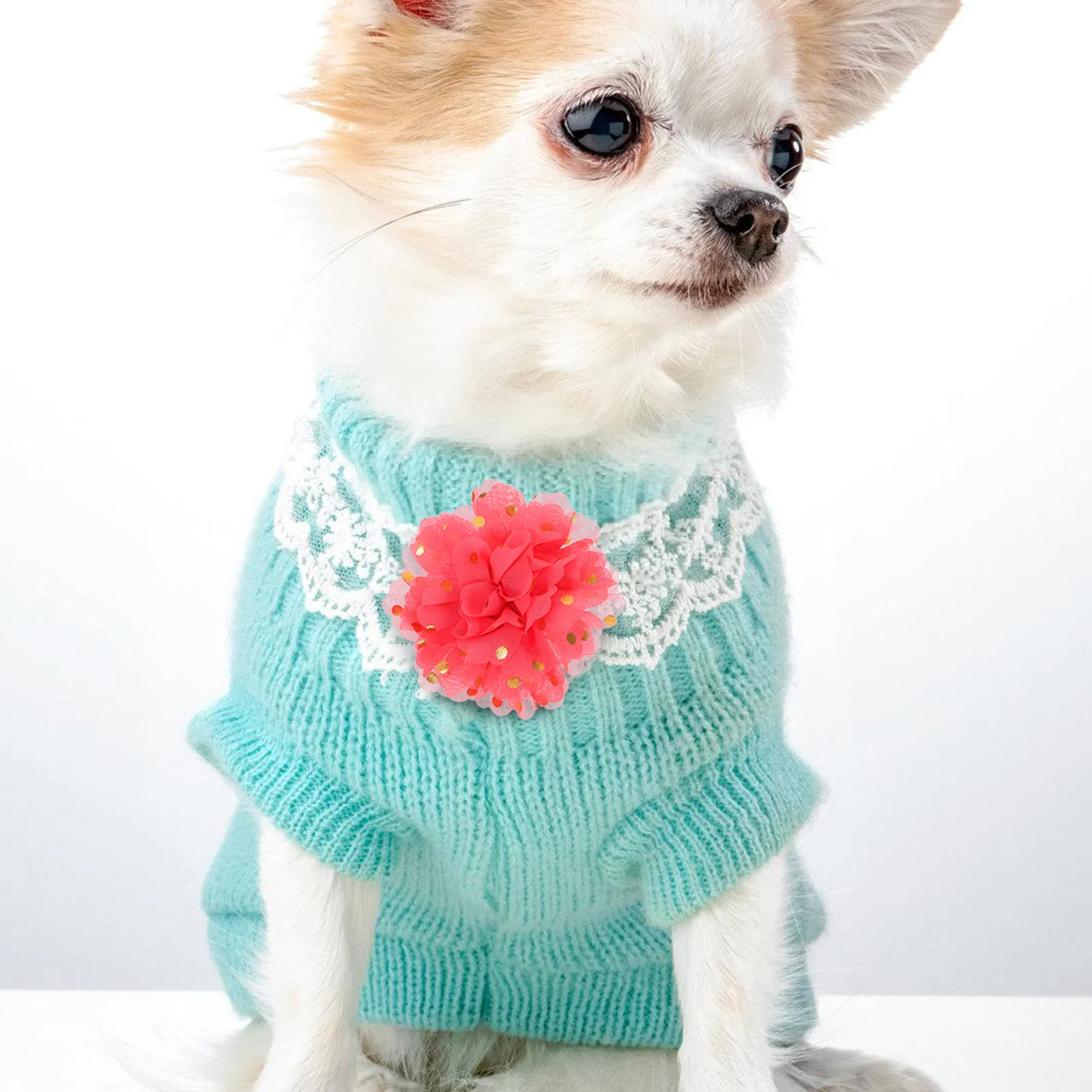 

10Pcs Pet Collar Flowers Dots Elegant Design Lightweight Fabric Multioccasion Use Stylish Charm Accessory for Dogs and Cats