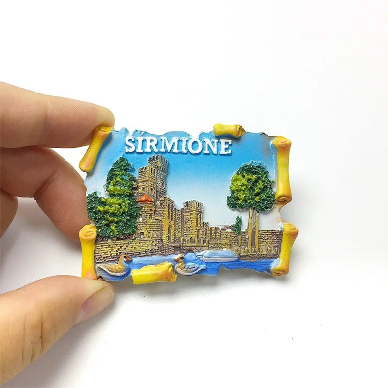 

Italy Sirmione Hand-Painted Unique City Scenery Magnetic Fridge Magnet High-Value Travel Souvenir