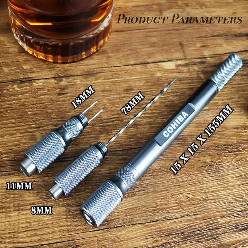 Cigar Needle Portable Sharp Cigar Drill Opener Cigar Scissor Double Blade Puncher Gift Box Packaging