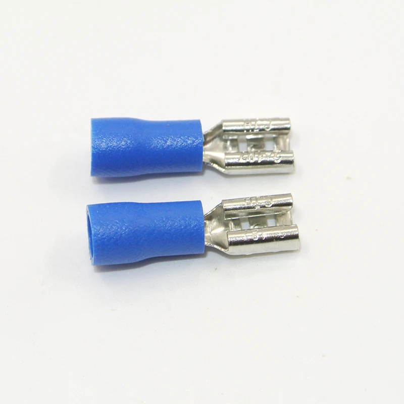 1000 pcs FDD2-250 16-14 AWG 6.3mm Blue Female Insulated Electrical Spade Connector Terminals Wire Crimp