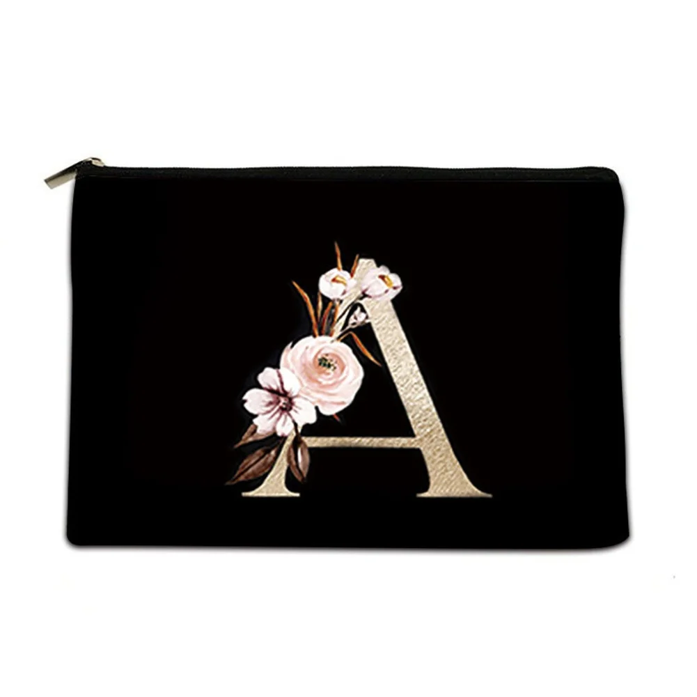 Minimalist Letter Accented Canvas Pouch Travel Makeup Bag Designed for Efficient For cosmetics and Toiletry Storage