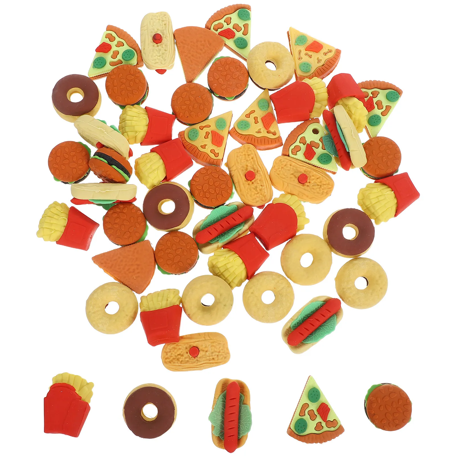 50pcs-mini-food-erasers-bulk-hamburger-hot-dog-french-fries-cute-school-supplies-party-favors-classroom-rewards-fun-stationery