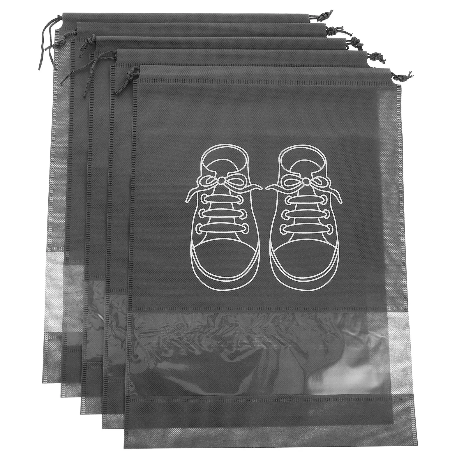 

5pcs Grey Shoe Bags Storage Drying Pouch Outdoor ganizer Sundries Packaging Multi purpose Travel Holder Drawstring Shoe Bag