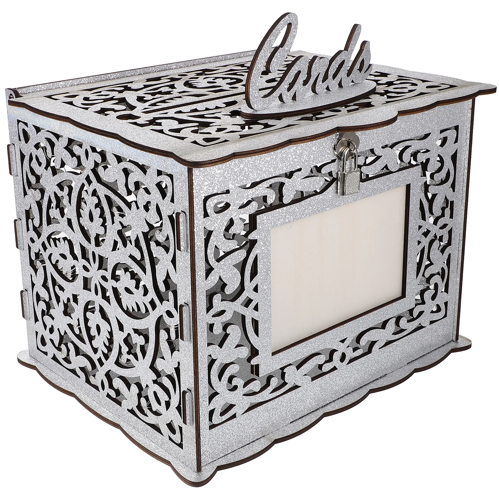 

Wedding Card Box Blessing Container Wood Holder Greeting Boxes Envelopes Storage Rustic Photo Frame Cash Gifts Party Decoration