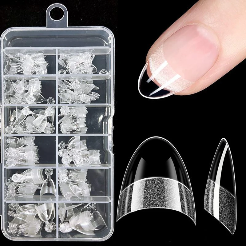 120/240 pcs Half Cover Almond Fake Nails Half Matte Acrylic Nails Extra Short Almond Shape Gel Nail Tips Press On False Nail Tip